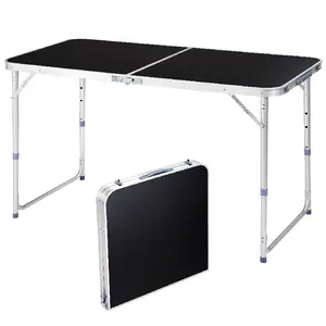 CalidoCasa 4ft Portable Folding Table Height Adjustable, Multipurpose Indoor Outdoor Table for Camping Picnic Party Dining Family Events Adults