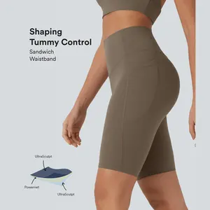 Halara UltraSculpt High Waisted Tummy Control Pocket Shaping Training Biker Shorts 9''