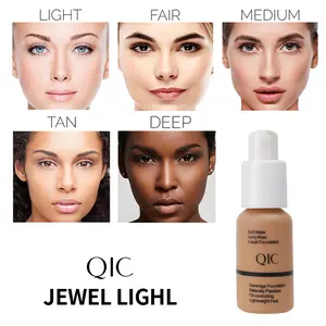 QIC Jewel Light Soft Matte Long Wear Liquid Foundation - Light, Fair, Medium, Tan, Deep Shades for Flawless Coverage Weightless Feel
