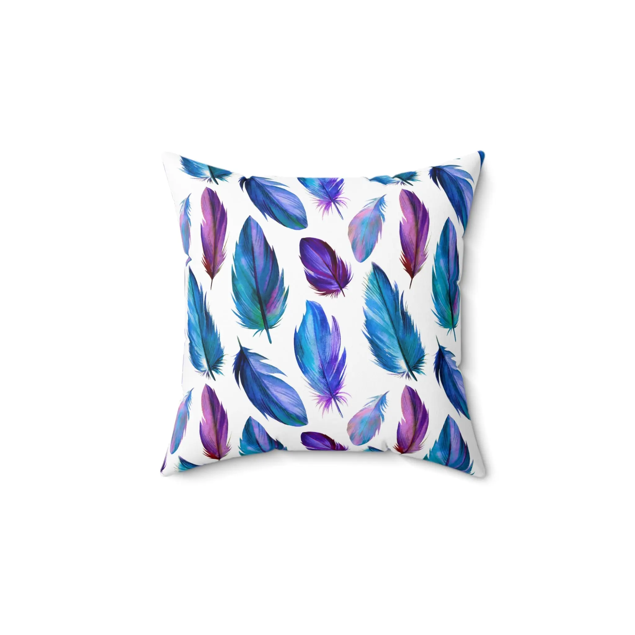 Boho Feather Decorative Pillow - Colorful Square Cushion for Home Decor