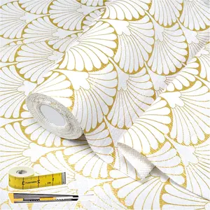 Shelf Liners Non Adhesive  Background White Fan-Shaped  Thickened Non Slip Easy to Clean Drawer Liner for Kitchen Cabinets, Tool Box,Refrigerator,with  & Tape Measure,12in x 118in