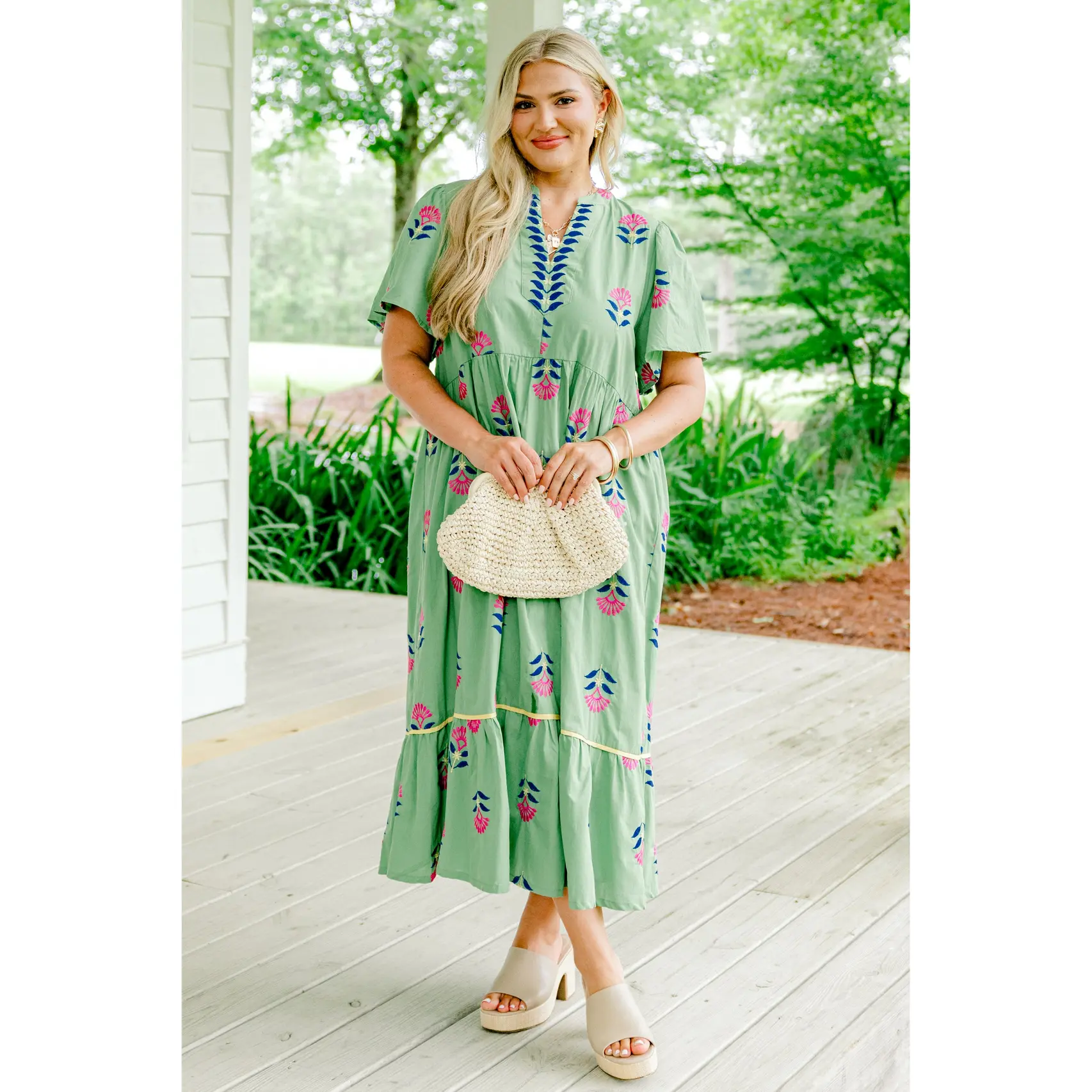 Graceful Blooms Dress, Green