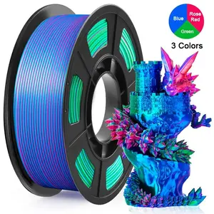Silk Pla 3D Printing Filament, Three-Color Silk Pla Filament 1.75mm, Most Fdm Printers, 250g/1kg Spool, Rose Blue