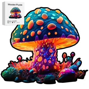 Mushroom Theme Wooden Jigsaw Puzzle, Unique Irregular Animal Shape Toy, Creative Handmade Decoration, Holiday Gift, Home Decor, Family Game Supplies