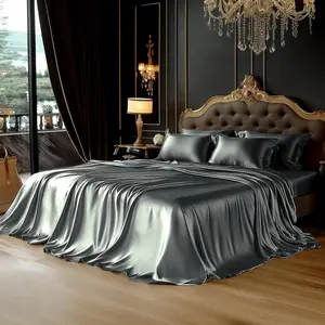 Solid Color Bedding Set, 6 Counts/set Including 1 Fitted Sheet & 1 Flat Sheet & 4 Pillowcases, Soft Comfortable Bedding Set for Home Bedroom