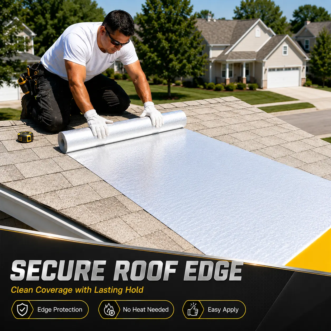 Extra-Wide Peel-and-Stick Waterproof Tape, 19.6 in x 16.4 FT, 2X Wider for Faster Coverage, All-Seasons Heavy-Duty Sealant for Gutters, Concrete/Metal, Patios, Stops Leaks, Instant Barrier, Permanent Adhesion Solution