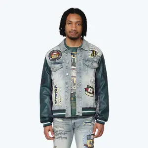 Magnificence Denim Varsity Jacket - Mechanical Blue