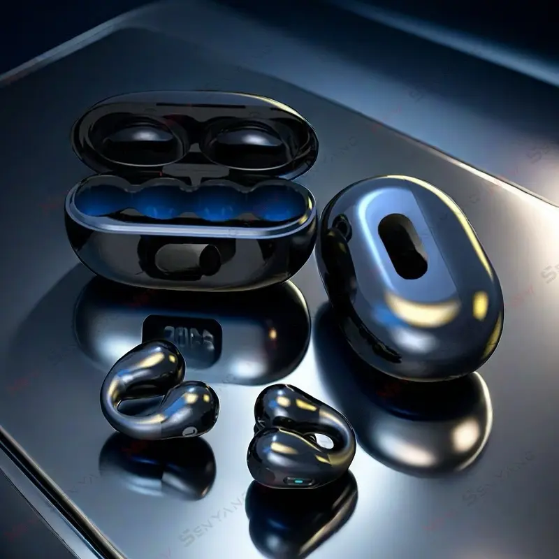 Wireless Ear Clip Headphones, Lightweight Comfortable Design, High Fidelity Sound, Digital Display Charging Case, Multifunctional Earbuds, True Wireless Earbuds, Electronic, Hands Free, Wireless Music Earphones, Audio Earbuds, Earbuds Gift