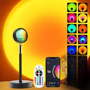 Sunset LED Lamp Projector, Colors Changing App & Remote Control Mood Lighting, Music Sync Ambiance Lighting, Sunset Lamp for Bedroom, Living Room, Aesthetic Room Decor, Birthday Gifts for Women