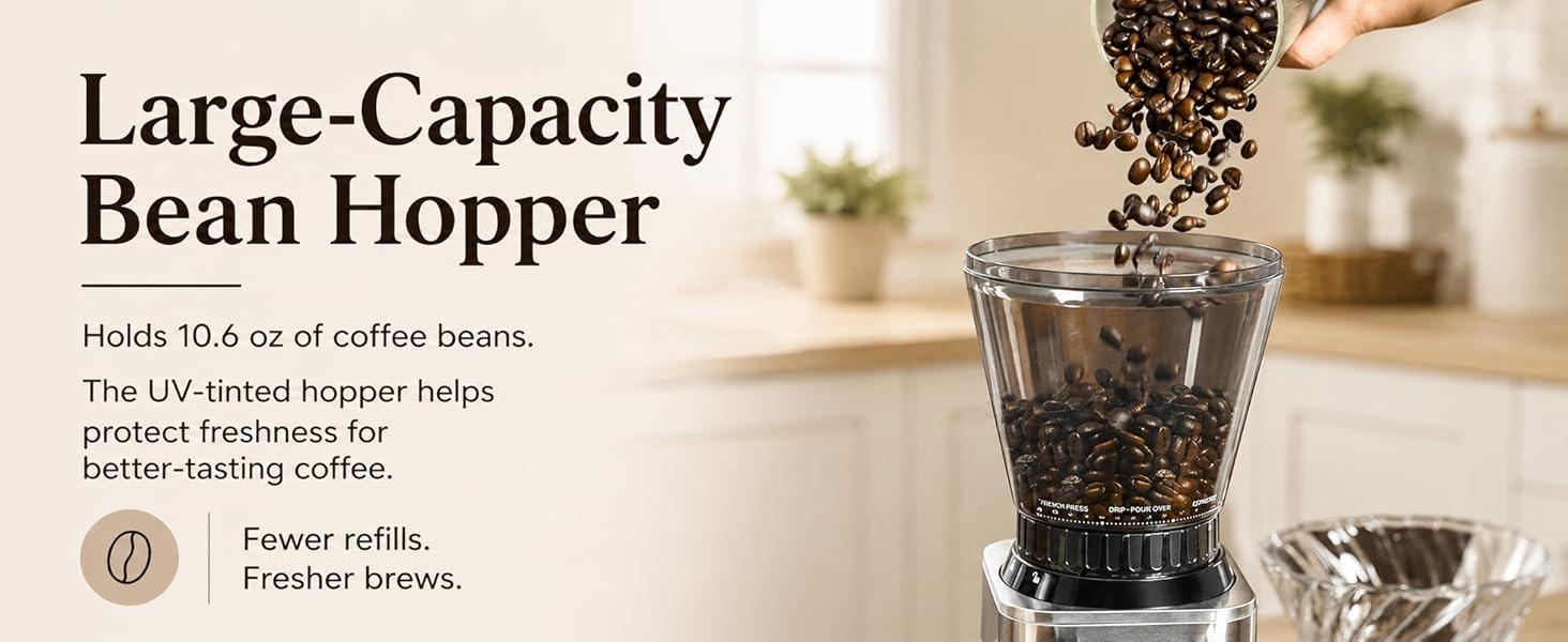Stainless Steel Conical Burr Coffee Grinder - Anti-Static Burr Mill with Precision Timer, LED Touch Screen, 48 Settings, Grinding Control for Espresso, Pour Over, Cold Brew (Metallic Silver)