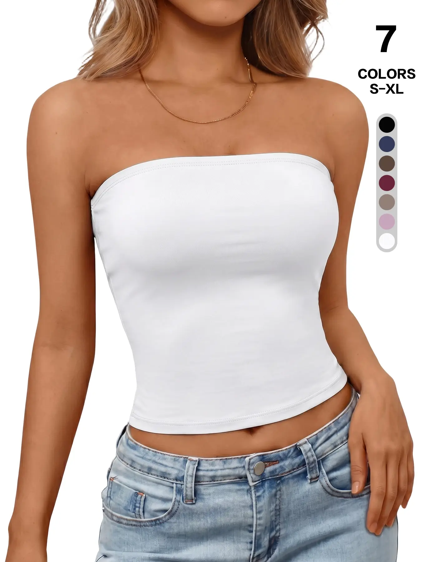 Women’s Classic Strapless Tube Top | Sexy Slim Fit Solid Bandeau Crop Top | Everyday Essential Sleeveless Layering Top S–XL