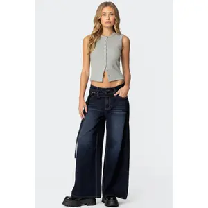 Super Baggy Belted Low Rise Jeans