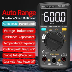 ZOYI ZT-102A  Smart Digital Multimeter,6000 Counts,True RMS,Auto Ranging Multimeter, Multimeter for Measuring Voltage & Resistance, Multimeter with Live Wire Recognition, Voltage Tester