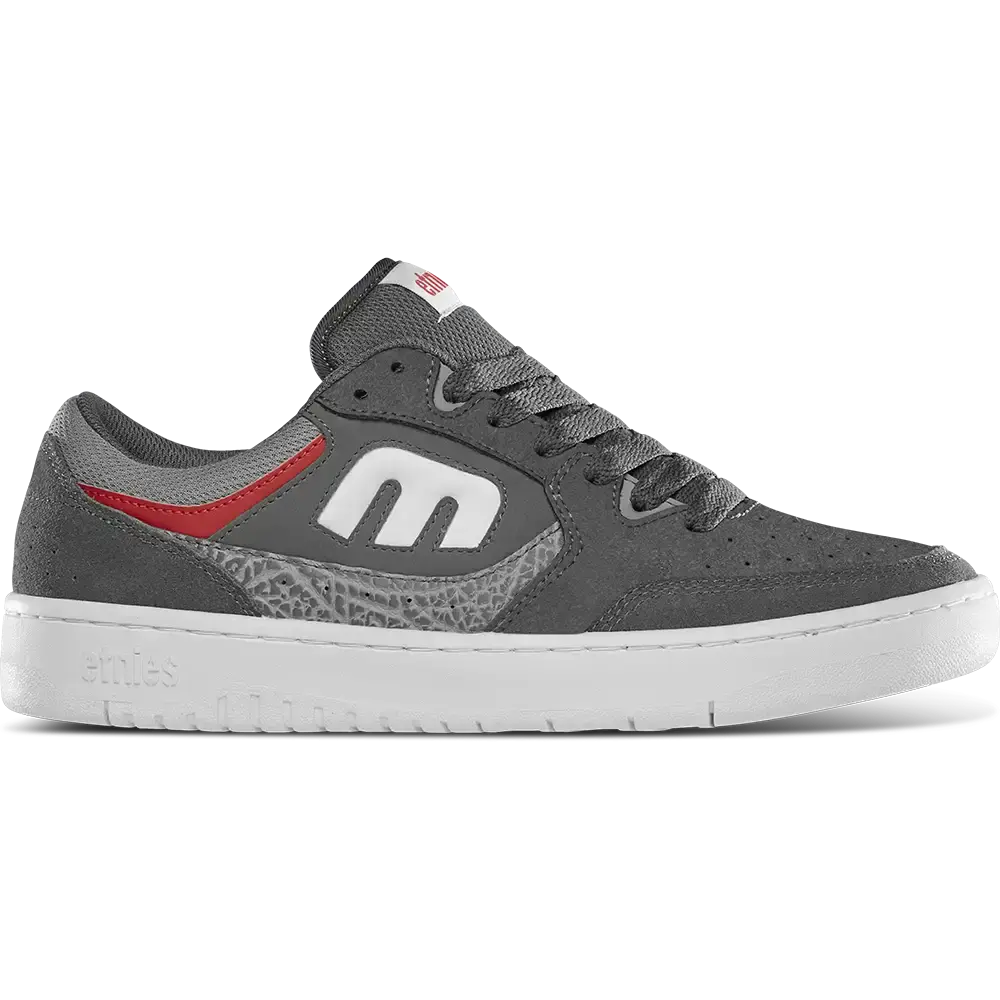 etnies Loot Men's Skateboarding Shoes Grey/Light Grey/Red - Retro Mid Puff Skate Sneaker with Reinforced Cupsole and Cushioned All-Season Comfort, Trainer, Classics, Casual Trainers, Laces, Suede, Everyday, Skate Style, Unisex