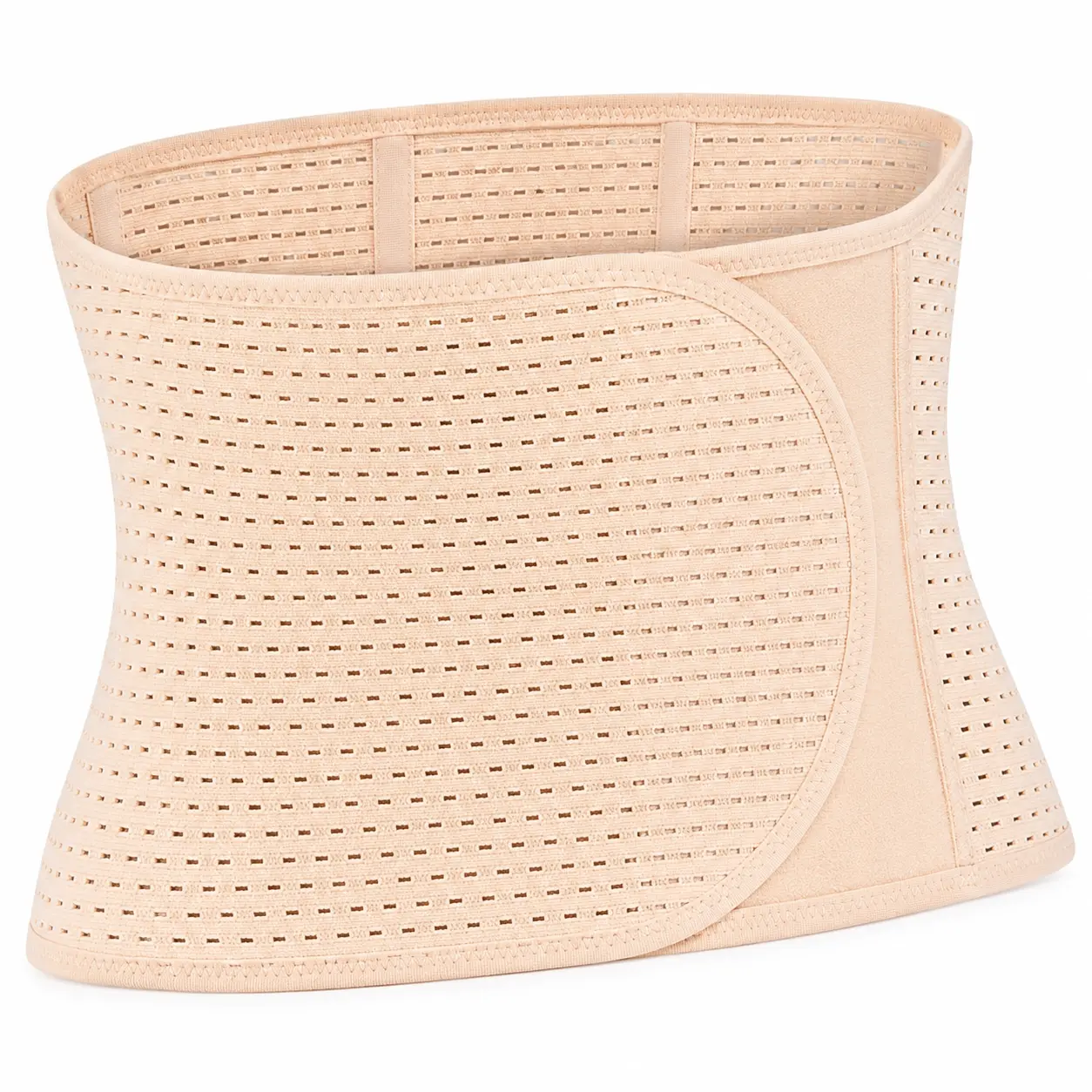 A postpartum recovery waist belt for tummy shaping and hip lifting, comfortable and skin-tone fitting, with a Velcro design, unisex for sports, slimming the waist, breathable, body shaping, and postpartum slimming.