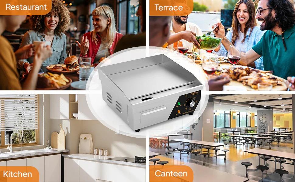 [TOP RATED - FLASH SALE] ROVSUN 22" 1600W 110V Commercial Electric Griddle Countertop