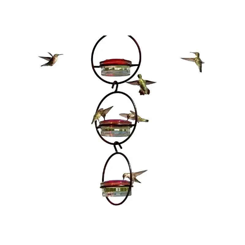 Hanging Hummingbird Feeder, Bird Feeders For Outdoors Hanging, 3 Ct/set Metal Bottle Hummingbird Feeder with Round Metal Frame & Perch, Bird Feeding Station for Outdoor Yard, Bird Nectar Feeder