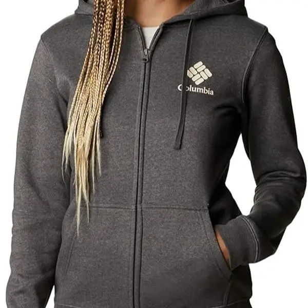 Columbia Women's Trek Graphic-Logo Full Zip Hoodie, Grey Heather, XS
