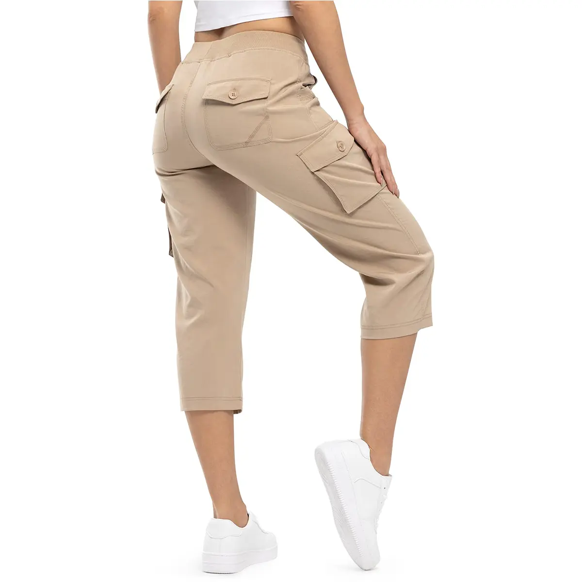 TBMPOY Womens Plus Size Casual Outdoor Cargo Capris Lightweight Hiking Pants 6 Pockets Quick Dry Trip Loose Shorts Comfort Womenswear Trouser