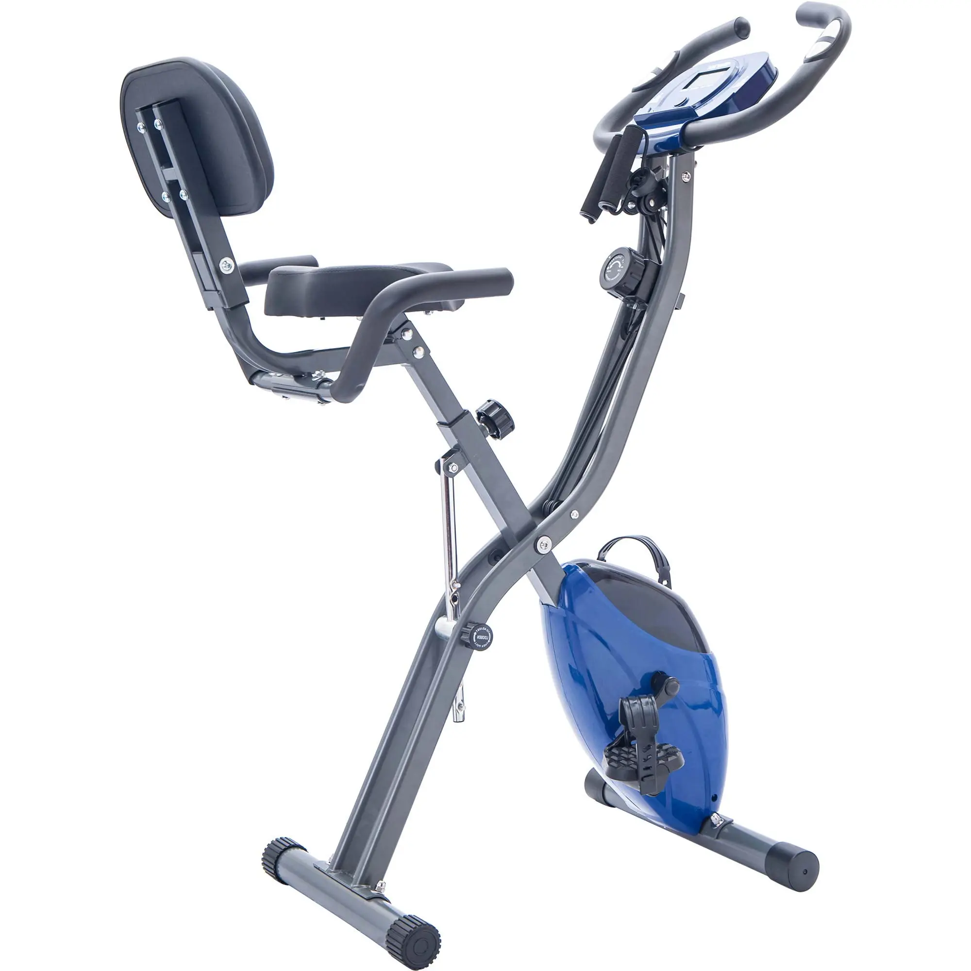 SAVEYOUR Exercise Bike, Foldable 2-in-1 Adjustable Upright & Recumbent Indoor Cycle with 16-Level Resistance, Ergonomic Backrest & Arm Bands for Home Gym & Whole Body Workout