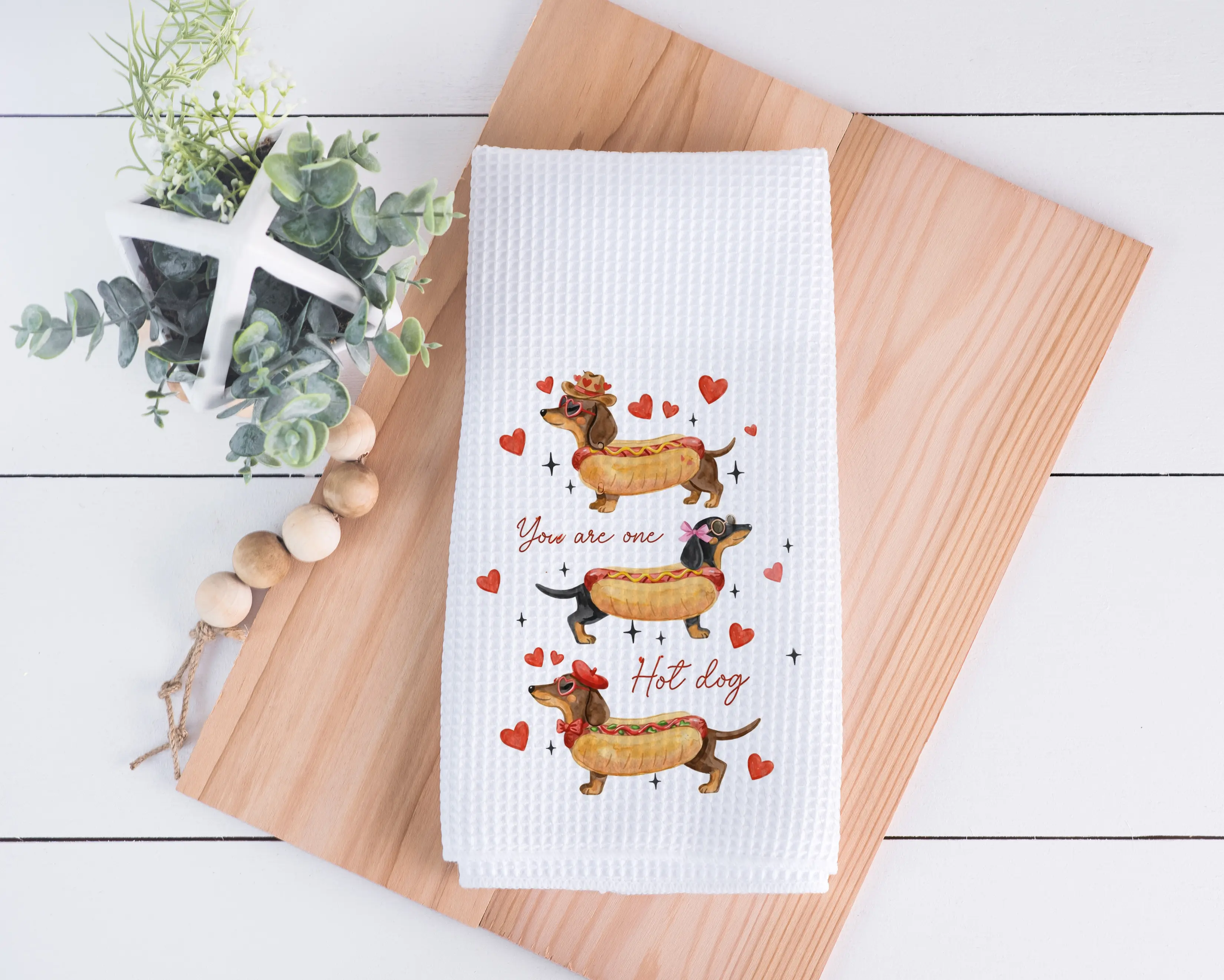Valentine's Day Sweater Dachshund Funny Kitchen Towel