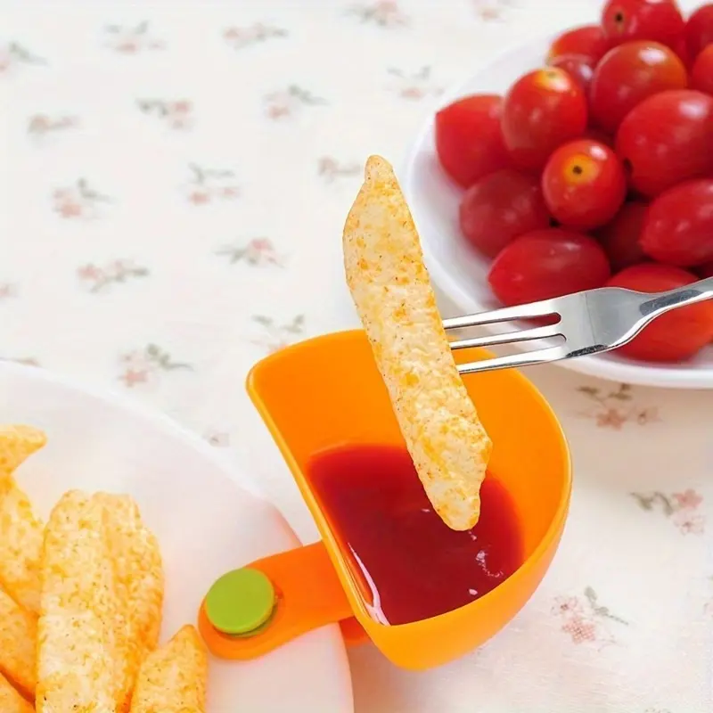 1pc Colorful Plastic Dip Clip Bowl Plate Holders - Perfect for Serving Chips, Sauces, Veggies & More! Kitchen Accessory