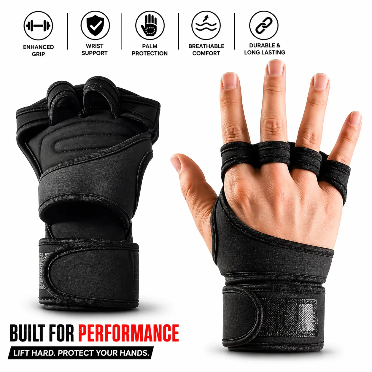 ICFIT Pro Unisex Weightlifting Training Gloves with Adjustable Straps, Suitable for Fitness and Bodybuilding Workouts