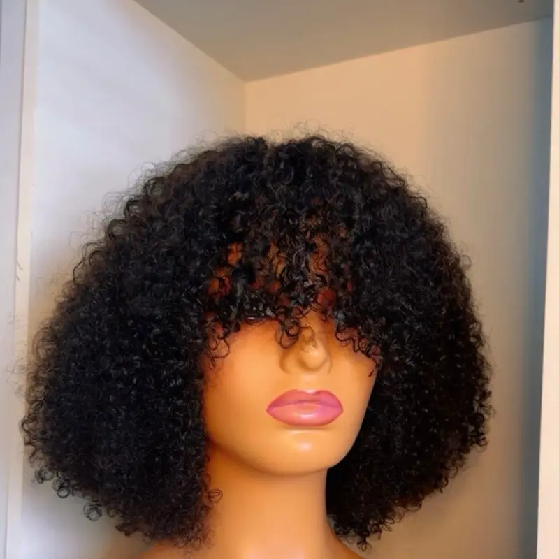 Short Curly Bob Wig with Bangs | 100% Human Hair