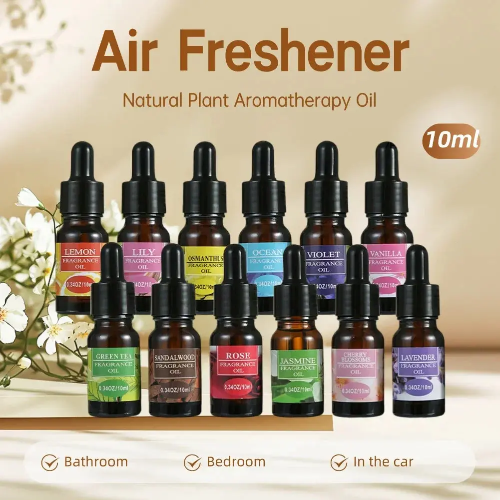 10ml Plant-Based Aromatherapy Essential Oil with Dropper - Natural Therapeutic Wellness Solution for Purification, Odor Removal