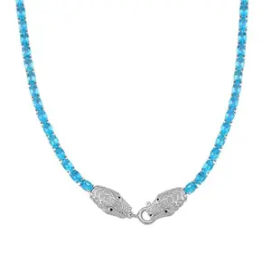 Multi Gemstone 925 Sterling Silver Rhodium Plated Necklace for Women Jewelry Size 18" Birthday Christmas Gifts