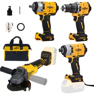 Brushless power tool set - impact wrench, drill, angle grinder, and screwdriver; a multi-functional all-in-one renovation and remodeling kit for home use, fine woodworking, and furniture assembly (batteries not included).