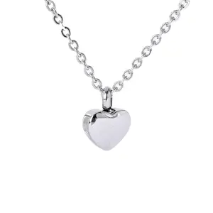 Stainless Steel Heart-shaped Memorial Ash Holder Cremation Necklace Jewelry