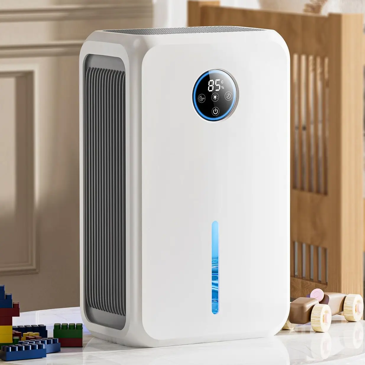 Quiet Energy Efficient Home Dehumidifier, 75 oz Capacity for 800 Sq.Ft Medium Rooms, Auto Shut-Off, Color Changing LED, Ideal for Bedrooms & Basements - Dehumidifiers for Home for Household