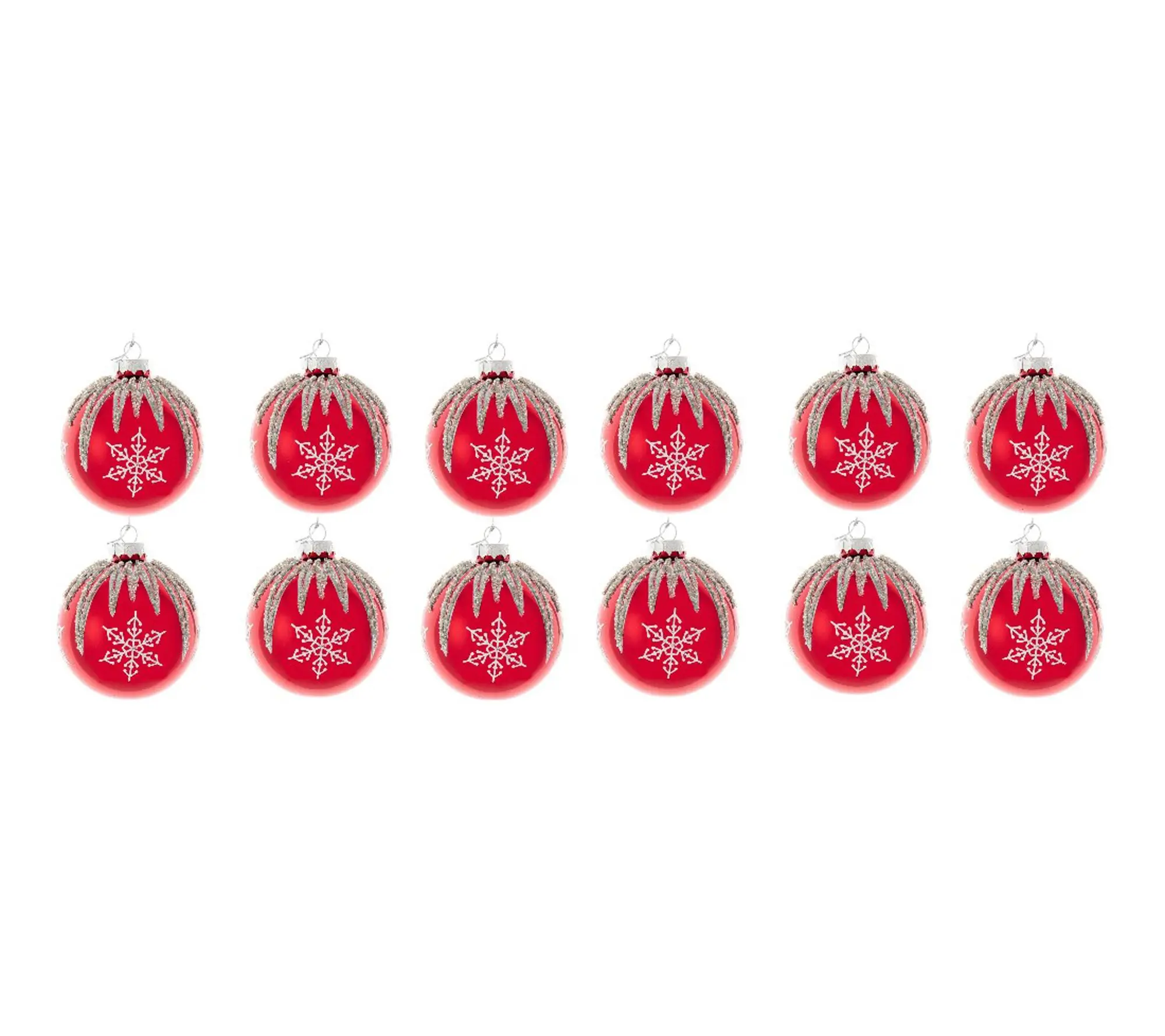 RC Home Decor-Set of 12 Red Glass Snowflake Christmas Ornament