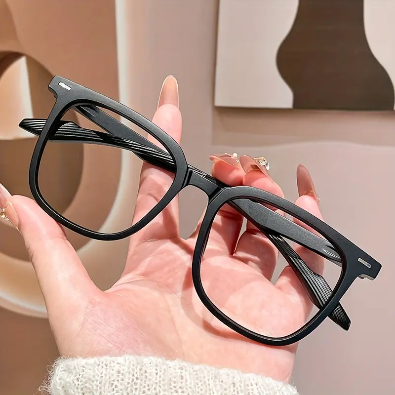 Unisex Vintage Square Eyeglass Frames - Rubber Frames with Retro Texture, Face-Flattering Design for Daily Commute