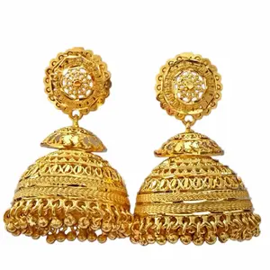 Jhumka Earrings Indian Design Gold Plated Traditional Jewelry for Women Accessory