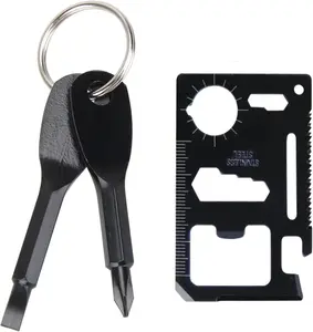 2 count Multitool  Set, Wallet Credit Card Multitool Card Portable Mini - Outdoor Cord  Bottle Opener Protractor Ruler