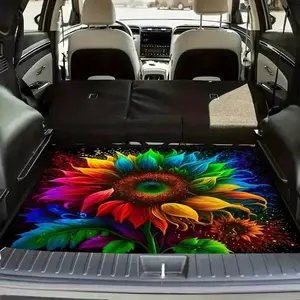 A colorful sunflower car trunk mat, universal anti-slip and waterproof, suitable for all seasons, essential for SUVs/sedans, a great gift for holidays.