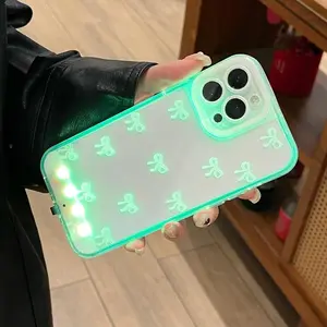 Vibrant LED Bowknot Phone Case, Compatible with iPhone 11/12/13/14/15/16/17 Pro/Pro Max/Plus, Stylish Protective Cover, Unique Design for Daily Use, Protective Casing