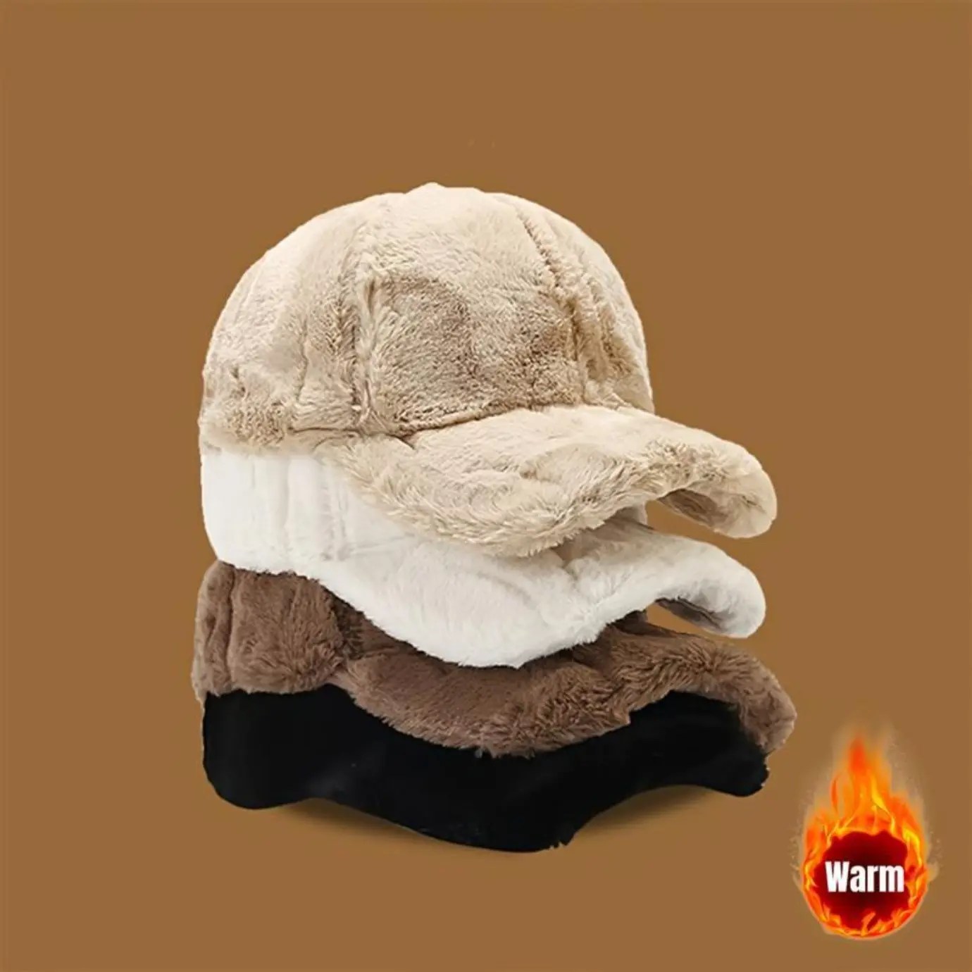 1pc Fitted Knitted Faux Wool Velvet Winter Beanie - Adjustable, Soft Solid Color Fitted Hat for Outdoor Sports, Christmas Festive Cozy Headwear, Fitted Hats, Soft Knit Hats