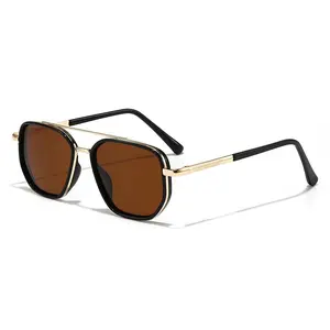 Double Bridge Retro Square Sunglasses | UV400 Protection - Unisex Business Casual Shades for Men & Women