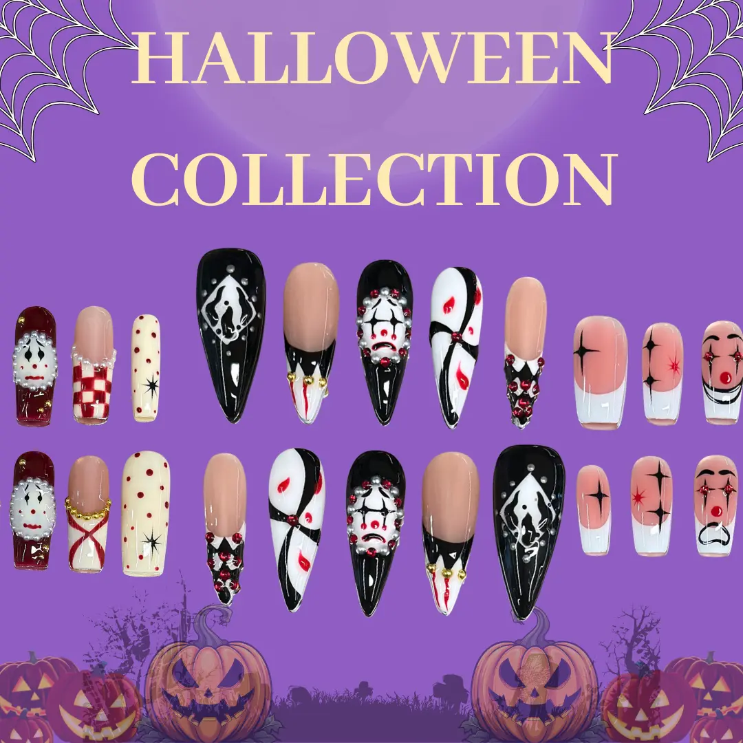 NailVesta HALLOWEEN COLLECTION – 100% Handcrafted 3D Press-On Nails | Reusable, Long-Lasting, Salon-Quality black lace nail art nail art