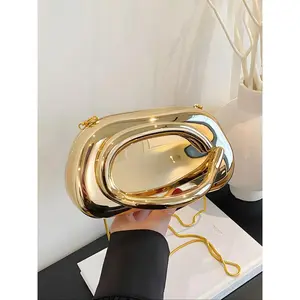 Women’s Elegant Chain Strap Evening Clutch, Trendy Party Bag, Chic Fashionable Handbag for Weddings, Cocktail & Special Occasions