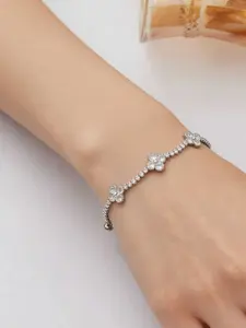 Adjustable Rhinestone Four-Leaf Clover Bracelet, Luxurious Sparkling Four-Leaf Petal Bracelet, Perfect for Holidays and Gifts