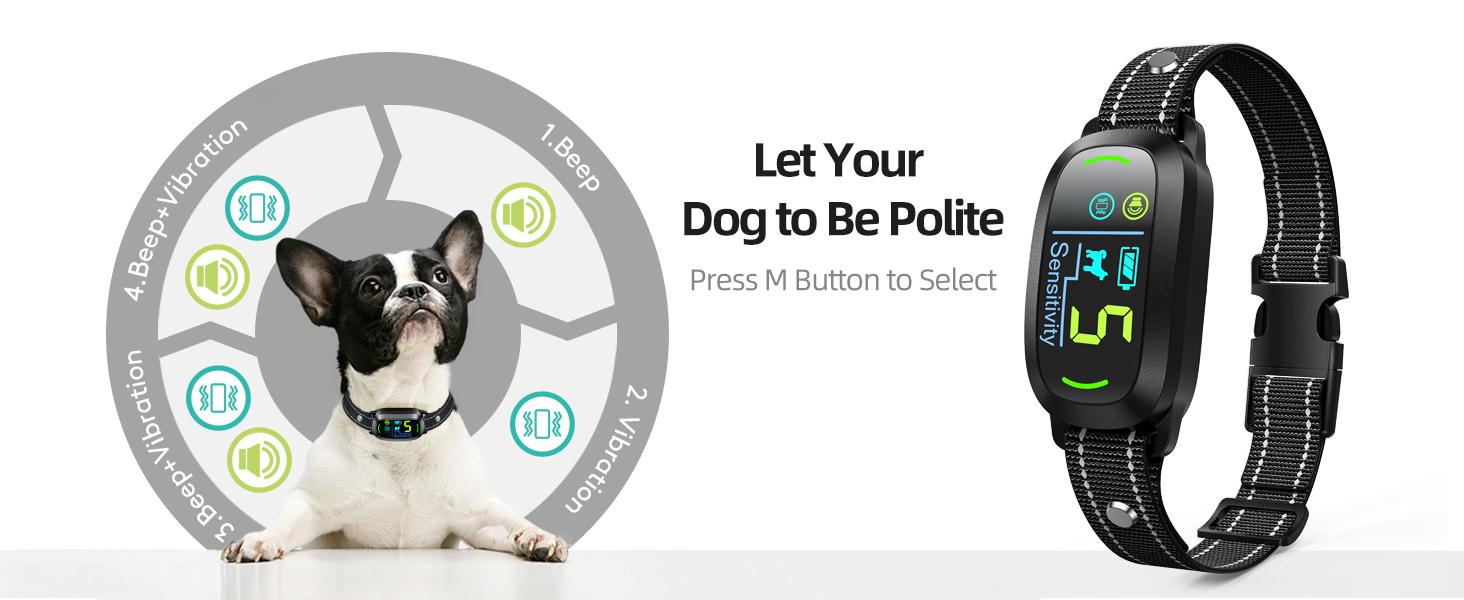 Dog Bark Collar, Rechargeable Smart Collar, Anti Barking Training Collar with 5 Adjustable Sensitivity Beep Vibration, Bark Collar for Large Medium Small Dogs (Black)