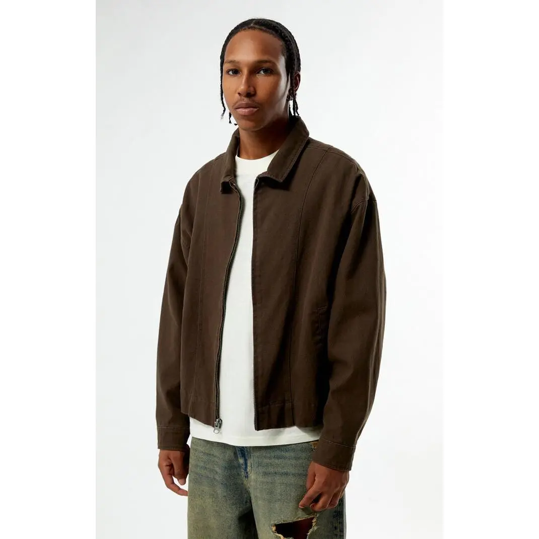 Pacsun Men's Brown Double Seams Gas Jacket Pacsun Men's Brown Double Seams Gas Jacket
