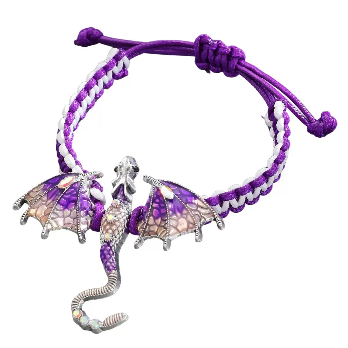Retro Enamel Flying Dragon Braided Bracelet - Personalized Handmade Wristband