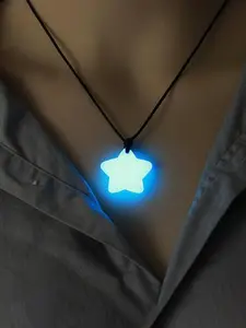 Cute Star Design Luminous Couple Necklace, Adjustable Necklace for Women & Men, Fashion Jewelry for Party, Daily Decor, Trendy All-match & Exquisite Jewelry for Birthday Gift
