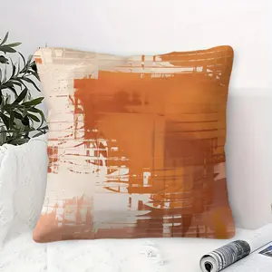 Orange Abstract Brush Stroke Throw Pillow, Modern Art Cushion, Boho Aesthetic Accent Pillow (Includes Pillow Core), Decorative Pillow for Bedroom, Sofa & Dorm, Soft Touch Cushion