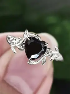 1 PC Glamorous Cubic Zirconia Solitaire Engagement Ring For Women Wedding Engagement Valentine's Day Party Gift Heart Shaped Ring